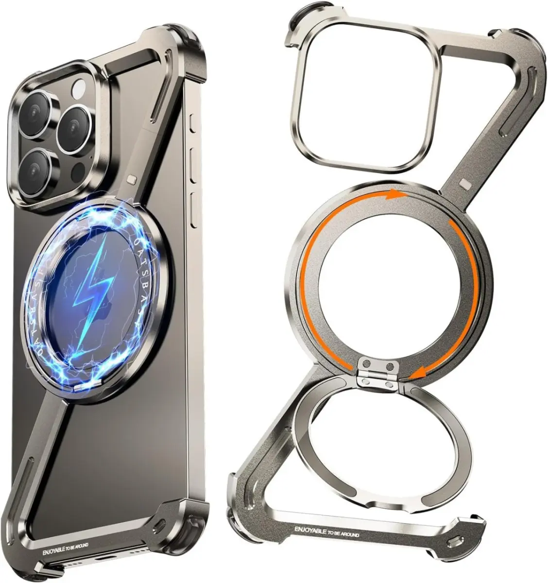 Apple iPhone 16 Pro Max Hoesje Metal Corner Frame Case MagSafe Titanium afbeelding 1