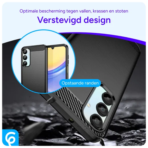 Samsung Galaxy A16 Hoesje Geborsteld TPU Flexibele Back Cover Zwart afbeelding 2