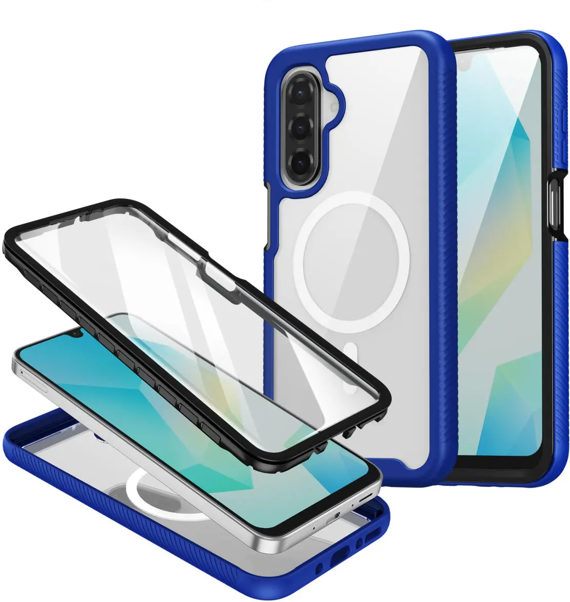 Samsung Galaxy A16 Hoesje Full Protect 360° Cover met MagSafe Blauw afbeelding 1