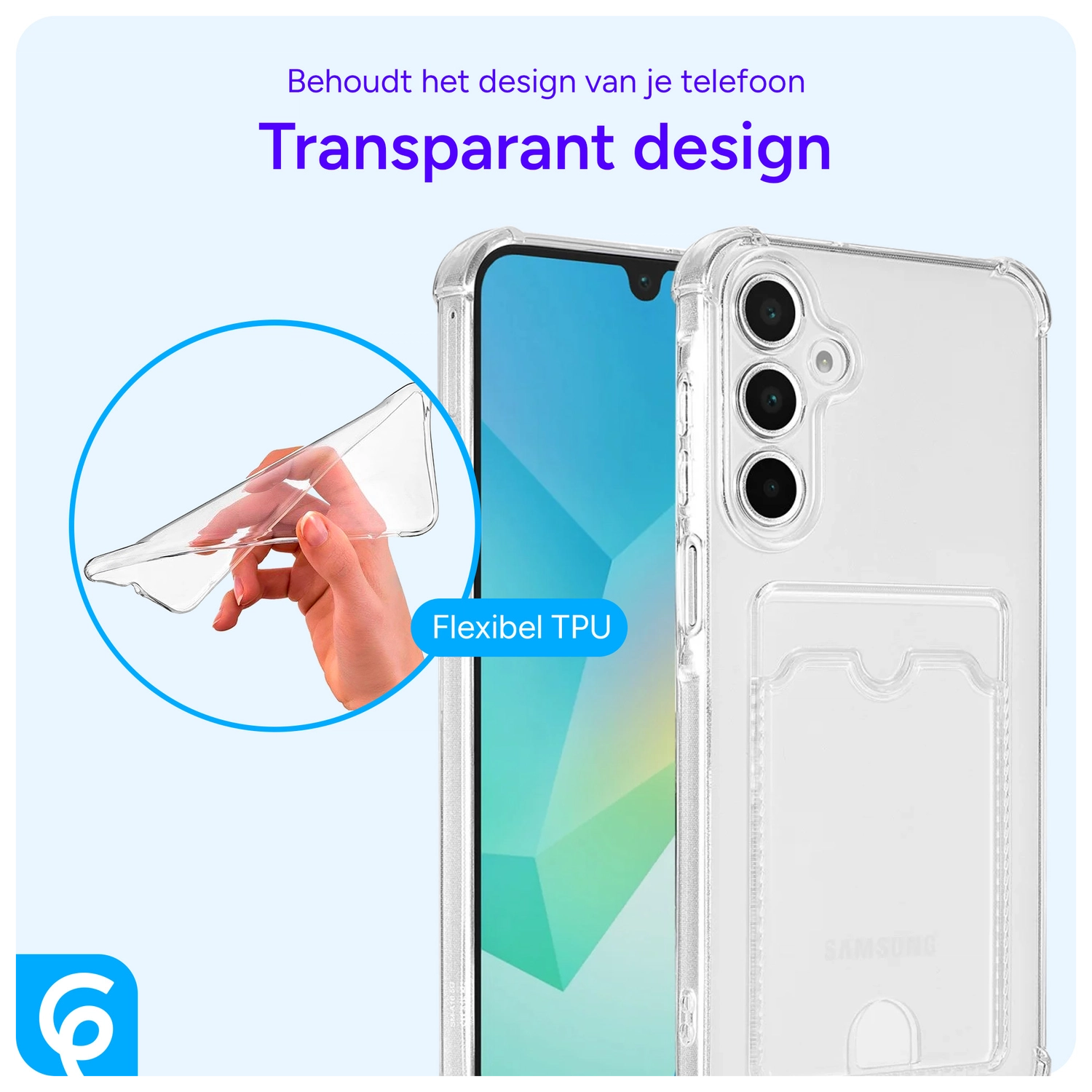 Samsung Galaxy A16 Hoesje Dun TPU met Pasjeshouder Back Cover Transparant afbeelding 6