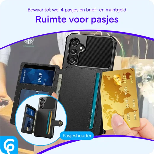Samsung Galaxy A16 Hoesje 3-in-1 Pasjes Portemonnee Back Cover Zwart afbeelding 5