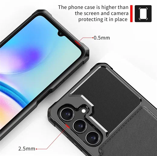 Samsung Galaxy A16 TPU Back Cover met Kunstleren Wallet Zwart afbeelding 6