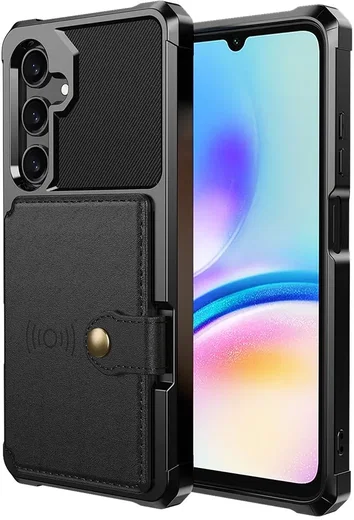 Samsung Galaxy A16 TPU Back Cover met Kunstleren Wallet Zwart afbeelding 2