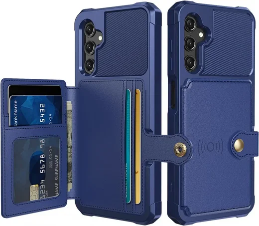 Samsung Galaxy A16 Hoesje 3-in-1 Pasjes Portemonnee Back Cover Blauw afbeelding 1