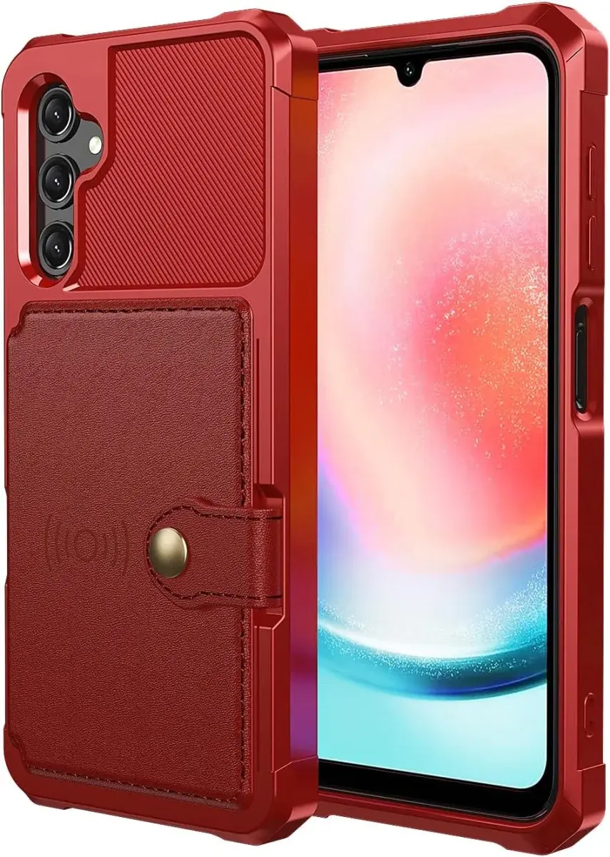 Samsung Galaxy A16 Hoesje 3-in-1 Pasjes Portemonnee Back Cover Rood afbeelding 3
