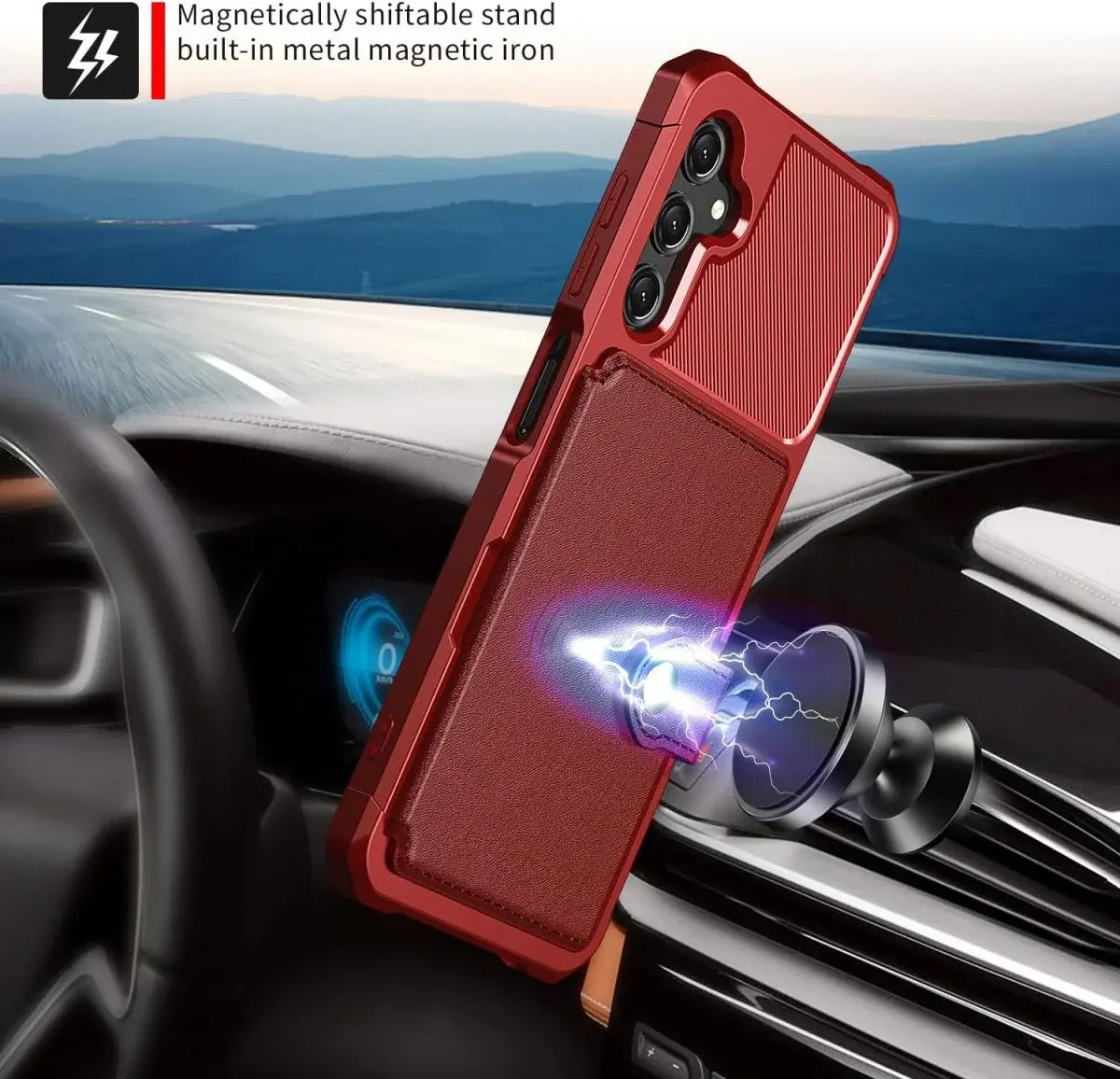 Samsung Galaxy A16 Hoesje 3-in-1 Pasjes Portemonnee Back Cover Rood afbeelding 5