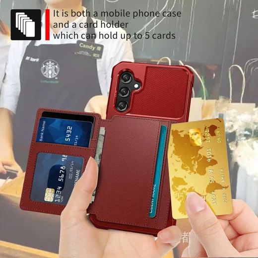 Samsung Galaxy A16 Hoesje 3-in-1 Pasjes Portemonnee Back Cover Rood afbeelding 6