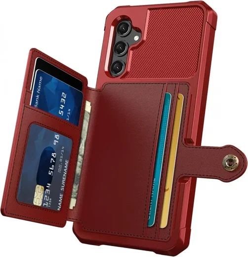 Samsung Galaxy A16 Hoesje 3-in-1 Pasjes Portemonnee Back Cover Rood afbeelding 2