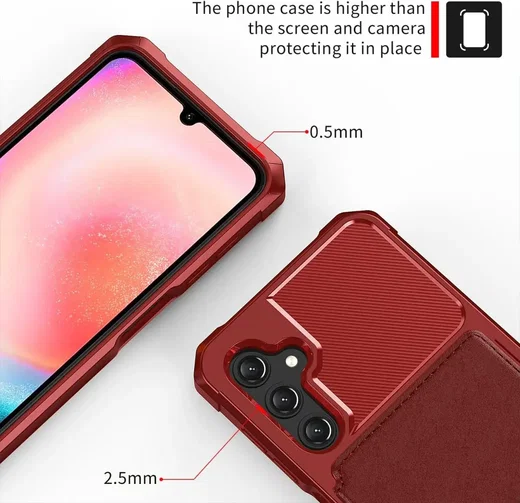 Samsung Galaxy A16 Hoesje 3-in-1 Pasjes Portemonnee Back Cover Rood afbeelding 9