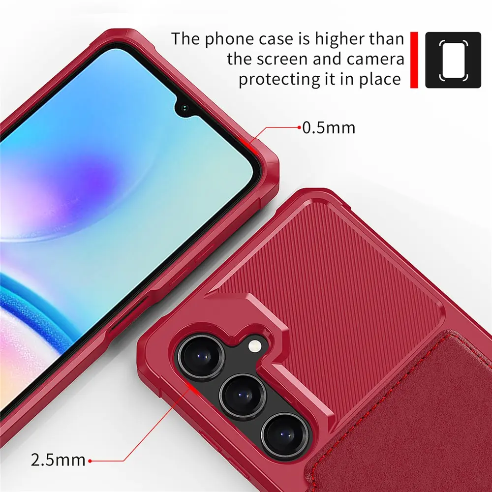 Samsung Galaxy A16 TPU Back Cover met Kunstleren Wallet Rood afbeelding 6