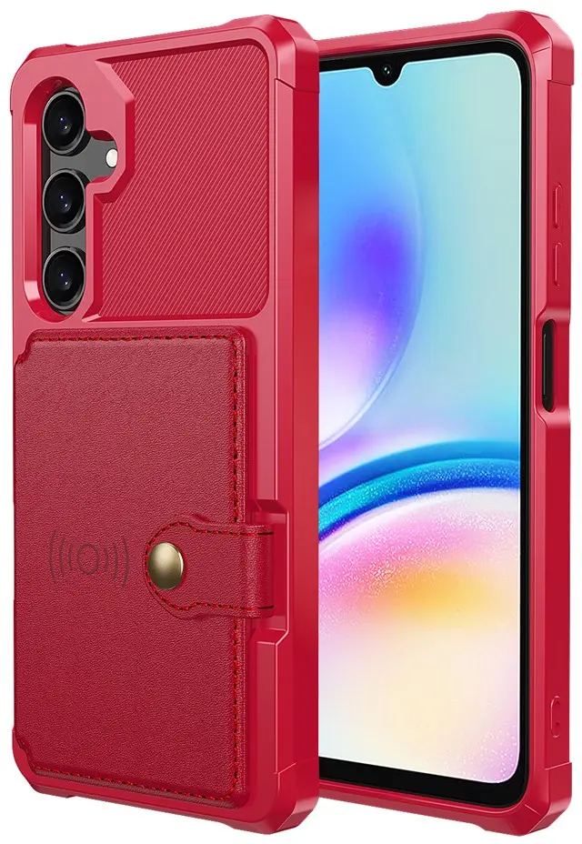 Samsung Galaxy A16 TPU Back Cover met Kunstleren Wallet Rood afbeelding 2