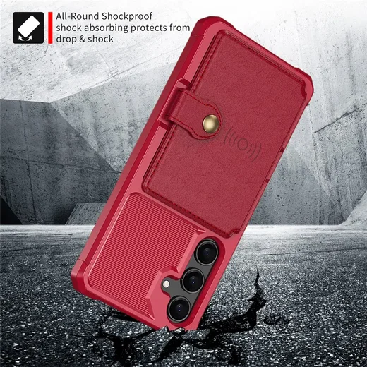 Samsung Galaxy A16 TPU Back Cover met Kunstleren Wallet Rood afbeelding 3