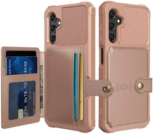 Samsung Galaxy A16 Hoesje 3-in-1 Pasjes Portemonnee Back Cover Roze afbeelding 1