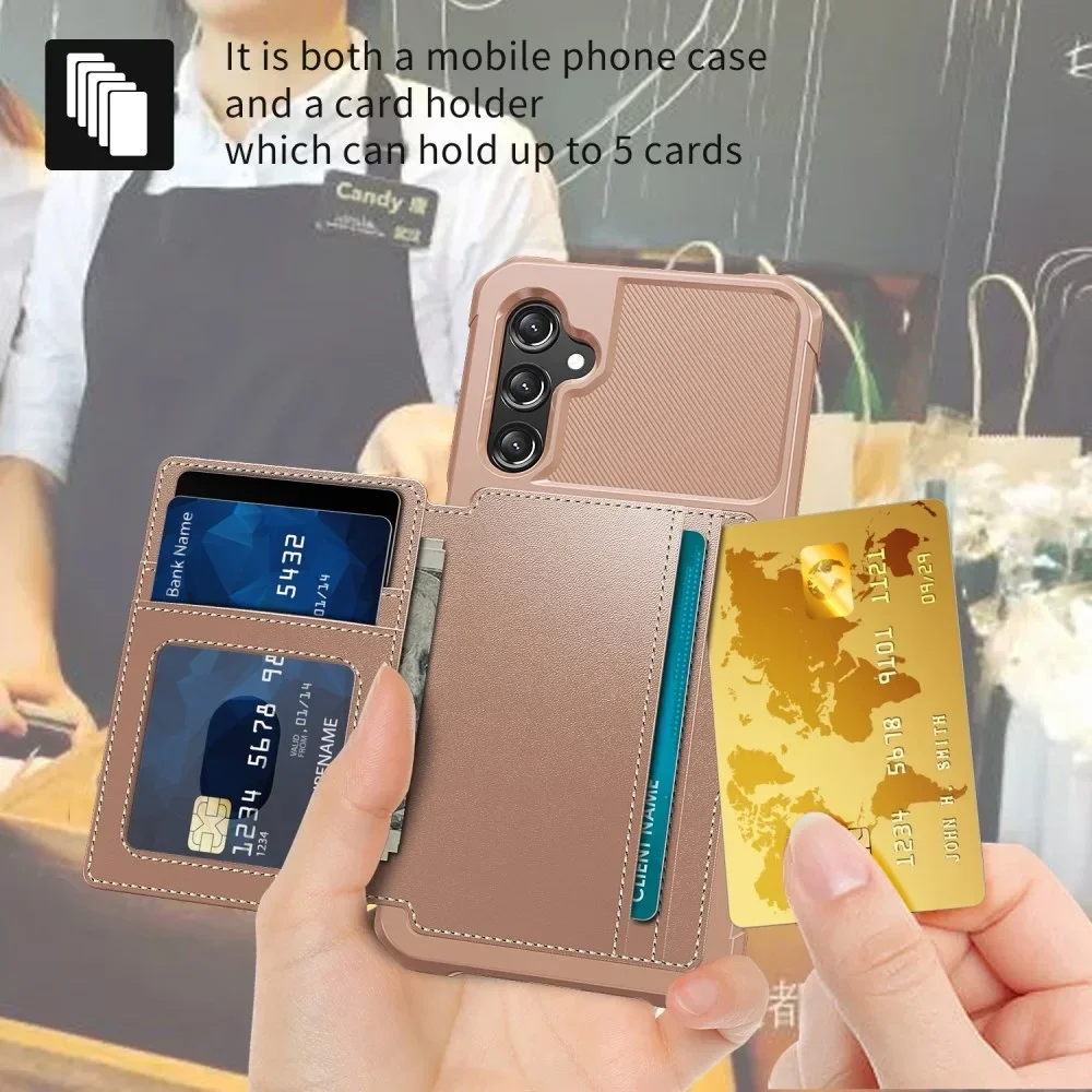 Samsung Galaxy A16 Hoesje 3-in-1 Pasjes Portemonnee Back Cover Roze afbeelding 6
