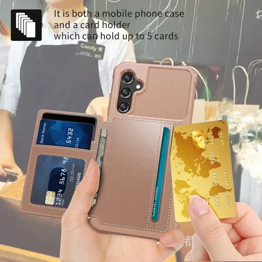 Samsung Galaxy A16 Hoesje 3-in-1 Pasjes Portemonnee Back Cover Roze afbeelding 6