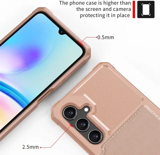 Samsung Galaxy A16 TPU Back Cover met Kunstleren Wallet Roze afbeelding 6