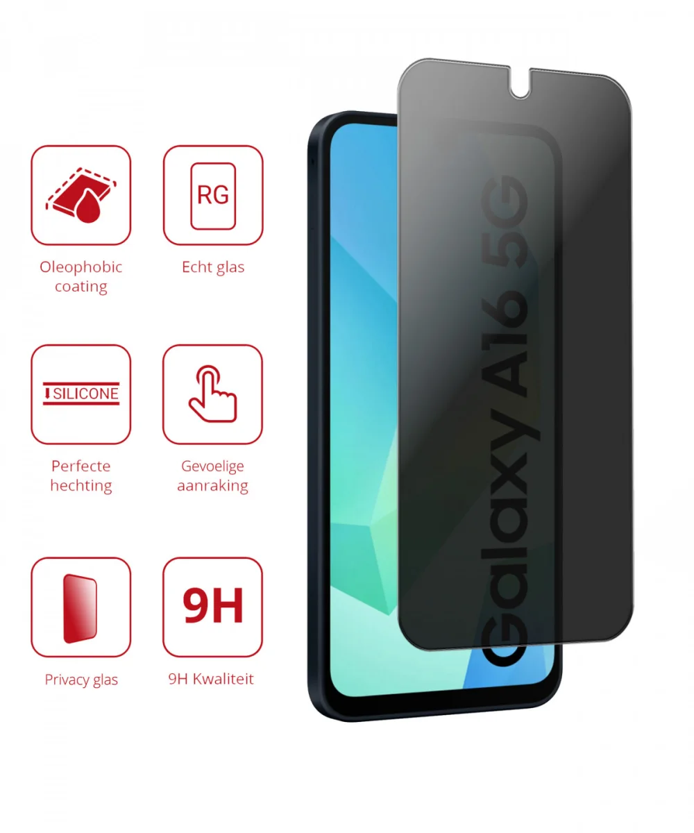 Rosso Samsung Galaxy A16 9H Tempered Glass Screen Protector Privacy afbeelding 2