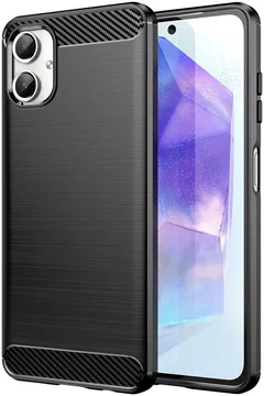 Samsung Galaxy A06 Hoesje Geborsteld TPU Flexibele Back Cover Zwart