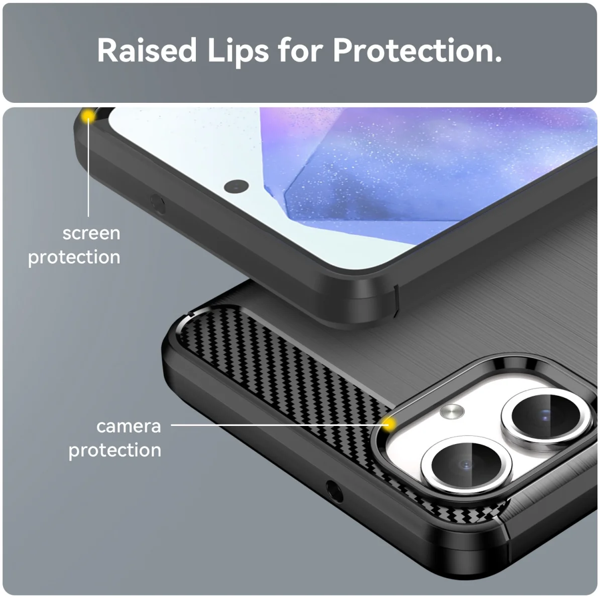 Samsung Galaxy A06 Hoesje Geborsteld TPU Flexibele Back Cover Zwart afbeelding 6