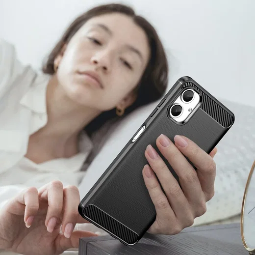 Samsung Galaxy A06 Hoesje Geborsteld TPU Flexibele Back Cover Zwart afbeelding 7