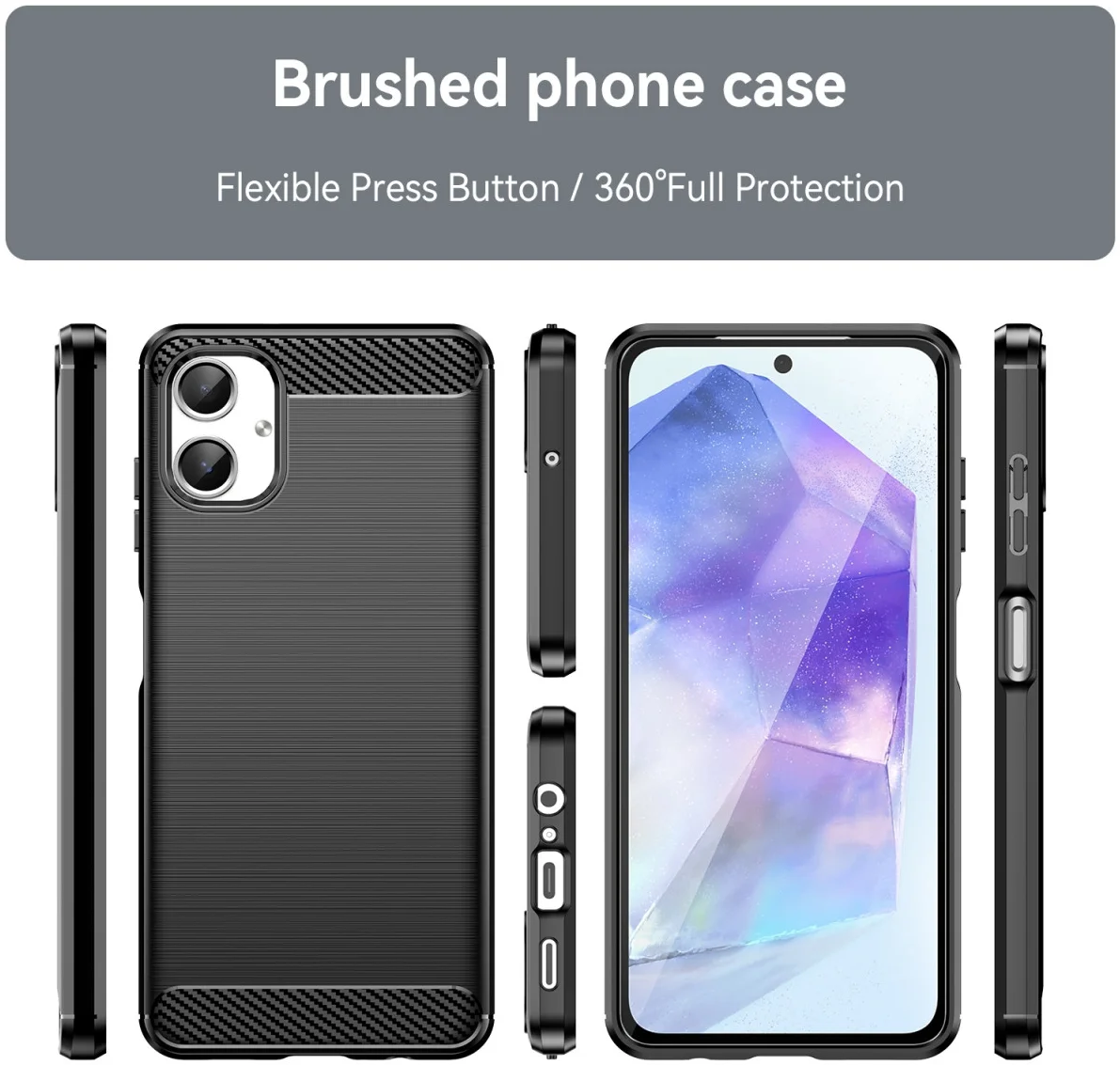 Samsung Galaxy A06 Hoesje Geborsteld TPU Flexibele Back Cover Zwart afbeelding 8