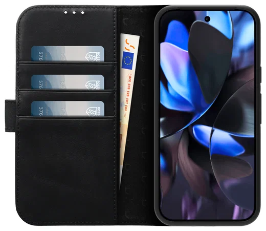 Rosso Elite Google Pixel 9 / 9 Pro Hoesje MagSafe Book Case Echt Leer Zwart afbeelding 2