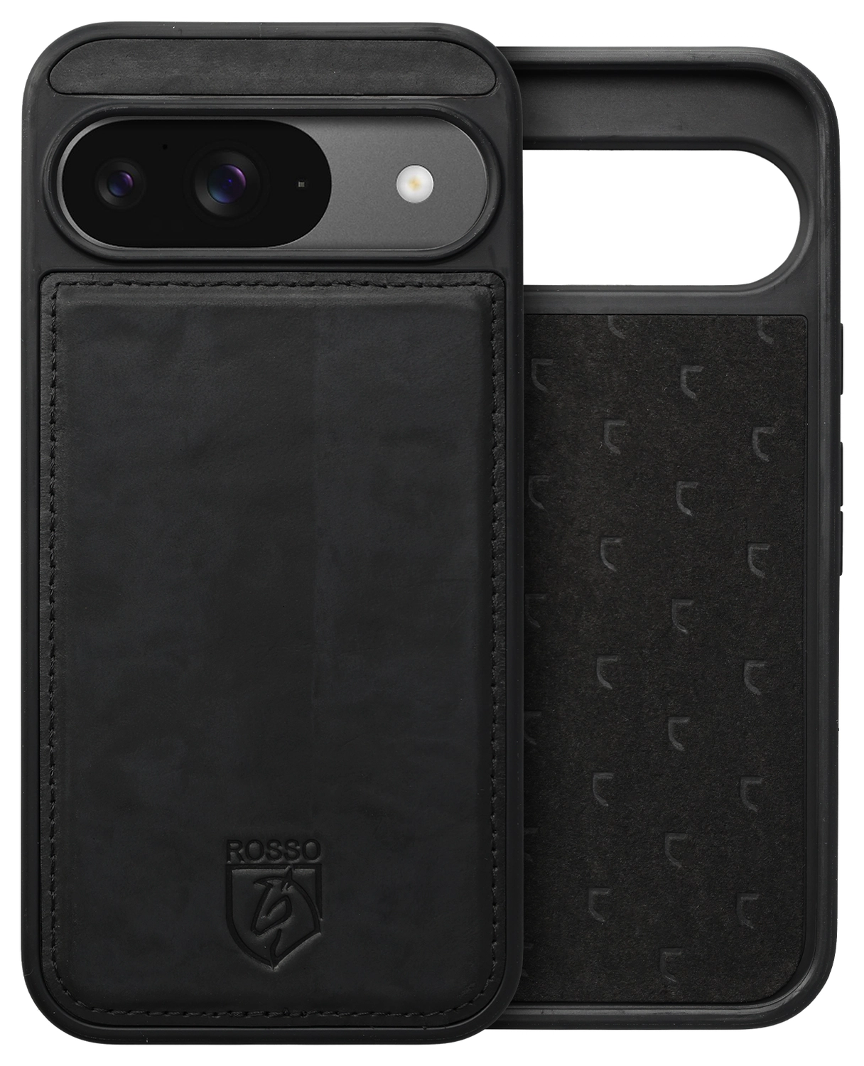 Rosso Elite Google Pixel 9 / 9 Pro Hoesje MagSafe Book Case Echt Leer Zwart afbeelding 7