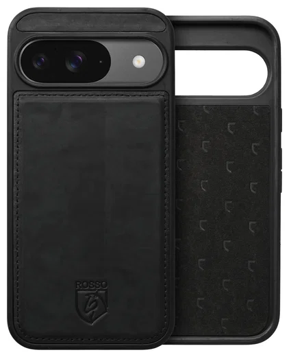 Rosso Elite Google Pixel 9 / 9 Pro Hoesje MagSafe Book Case Echt Leer Zwart afbeelding 7