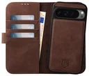 Rosso Elite Google Pixel 9 Pro XL Hoesje MagSafe Book Case Echt Leer Bruin