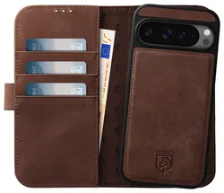 Rosso Elite Google Pixel 9 Pro XL Hoesje MagSafe Book Case Echt Leer Bruin afbeelding