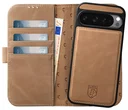 Rosso Elite Google Pixel 9 Pro XL Hoesje MagSafe Book Case Echt Leer Lichtbruin