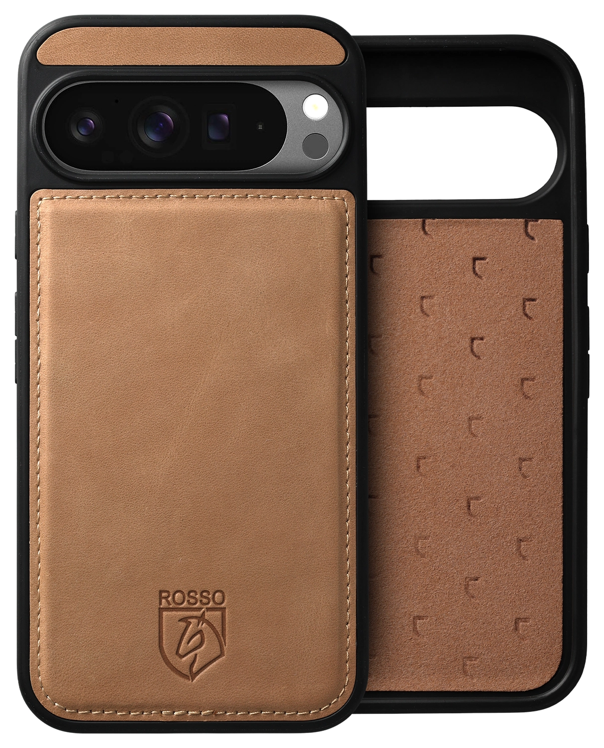 Rosso Elite Google Pixel 9 Pro XL Hoesje MagSafe Book Case Echt Leer Lichtbruin afbeelding 7
