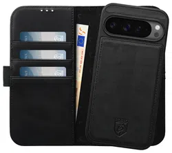 Rosso Elite Google Pixel 9 Pro XL Hoesje MagSafe Book Case Echt Leer Zwart afbeelding