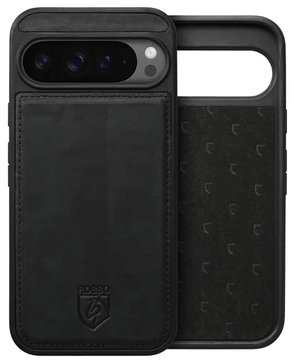 Rosso Elite Google Pixel 9 Pro XL Hoesje MagSafe Book Case Echt Leer Zwart afbeelding 7
