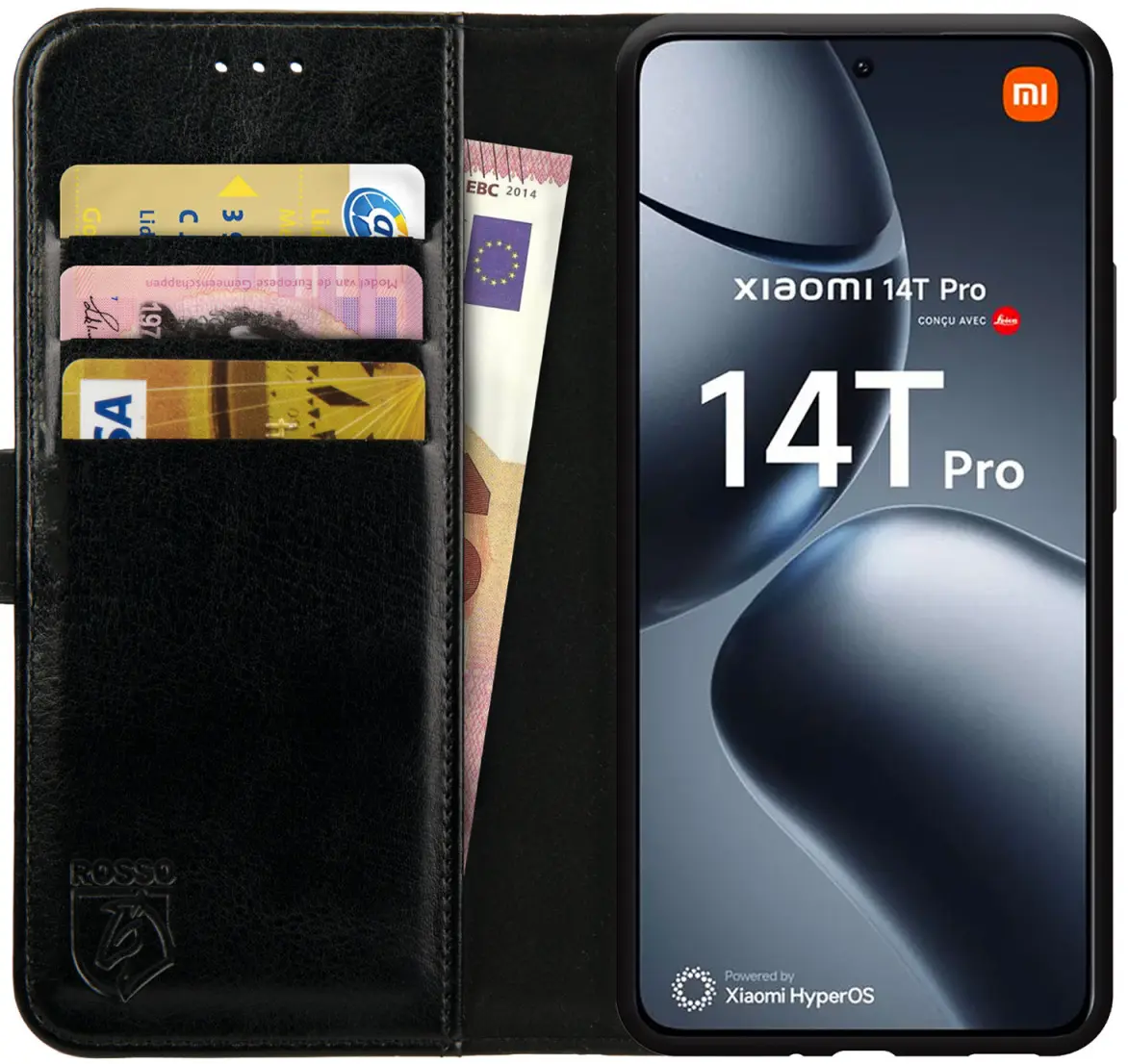 Rosso Element Xiaomi 14T Pro Hoesje Book Case Wallet Zwart afbeelding 1