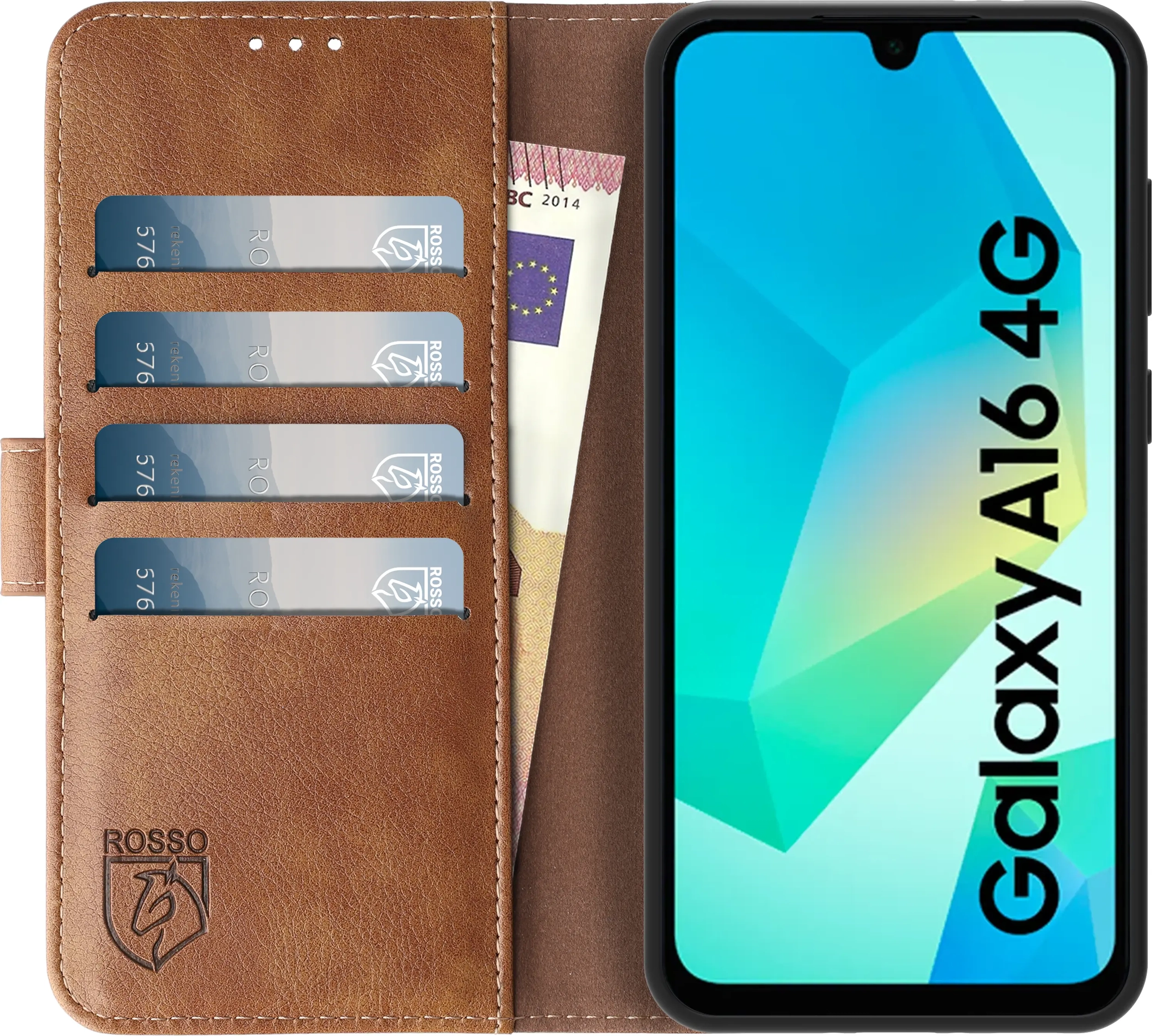 Rosso Element Samsung Galaxy A16 Hoesje Book Case Wallet Bruin afbeelding 12