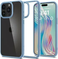 Spigen Crystal Hybrid iPhone 15 Pro Max Hoesje Back Cover Transparant Blauw afbeelding