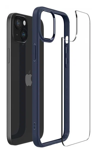 Spigen Crystal Hybrid Apple iPhone 15 Plus Hoesje Back Cover Transparant Blauw afbeelding 5