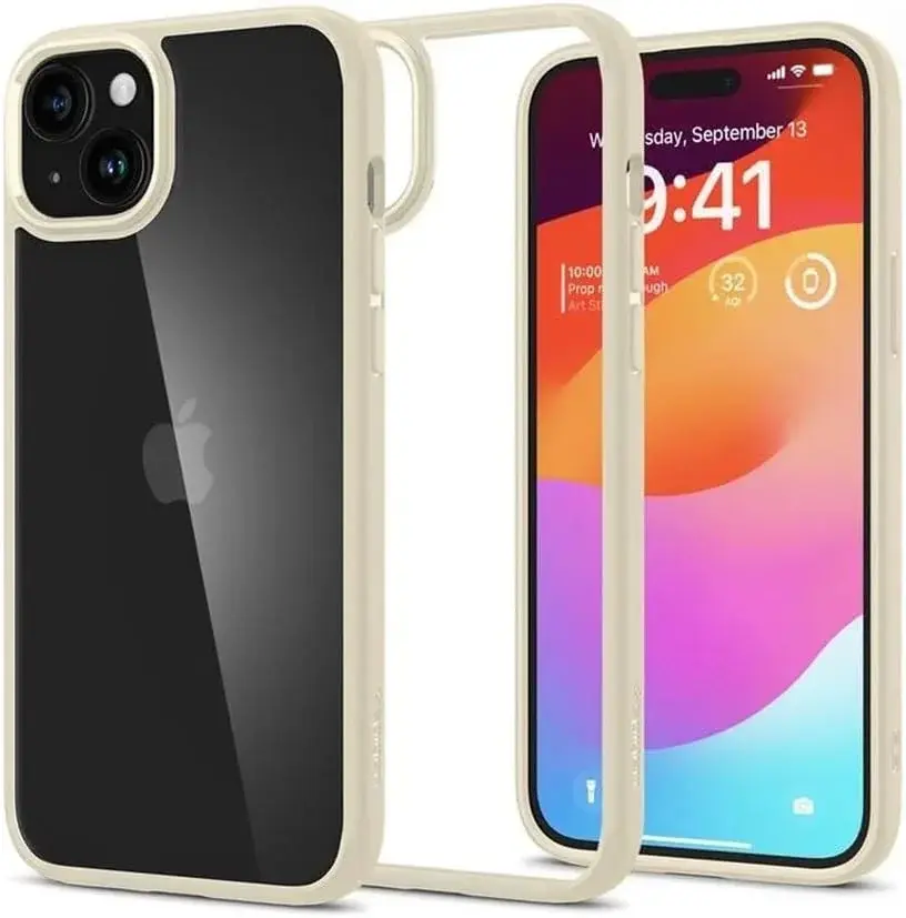 Spigen Crystal Hybrid Apple iPhone 15 Plus Hoesje Back Cover Transparant Beige afbeelding 1