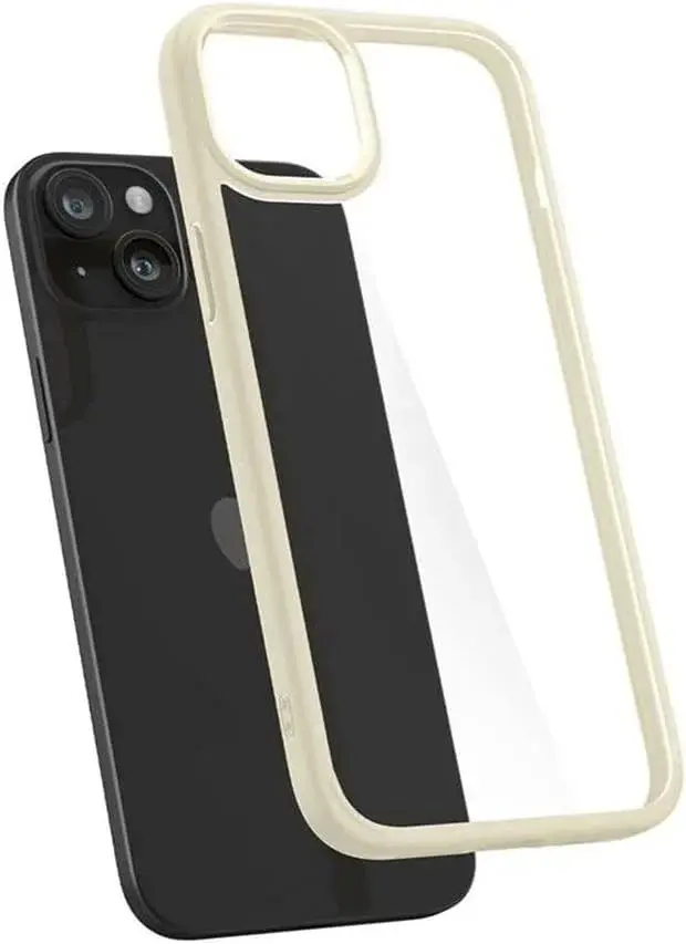 Spigen Crystal Hybrid Apple iPhone 15 Plus Hoesje Back Cover Transparant Beige afbeelding 2