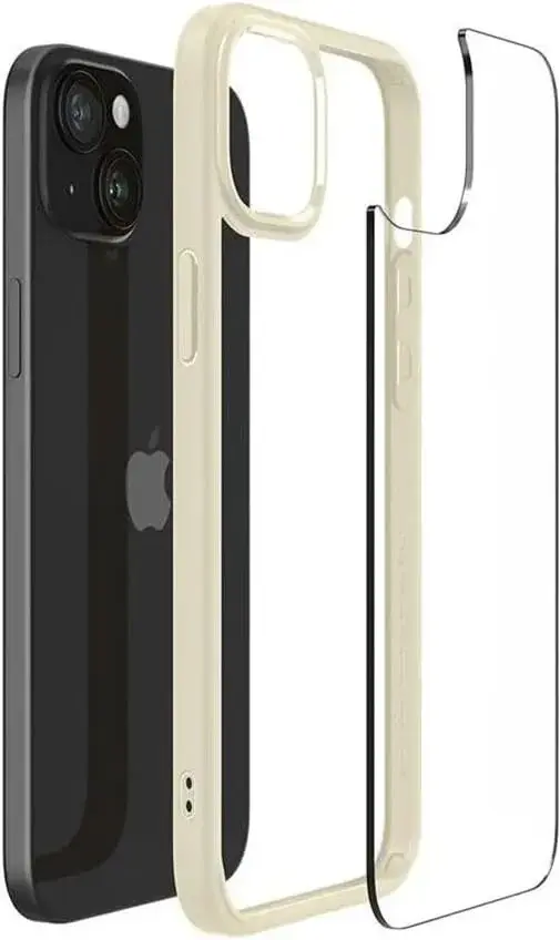 Spigen Crystal Hybrid Apple iPhone 15 Plus Hoesje Back Cover Transparant Beige afbeelding 4