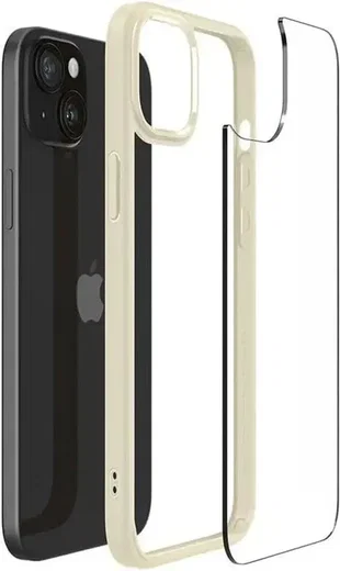 Spigen Crystal Hybrid Apple iPhone 15 Plus Hoesje Back Cover Transparant Beige afbeelding 4