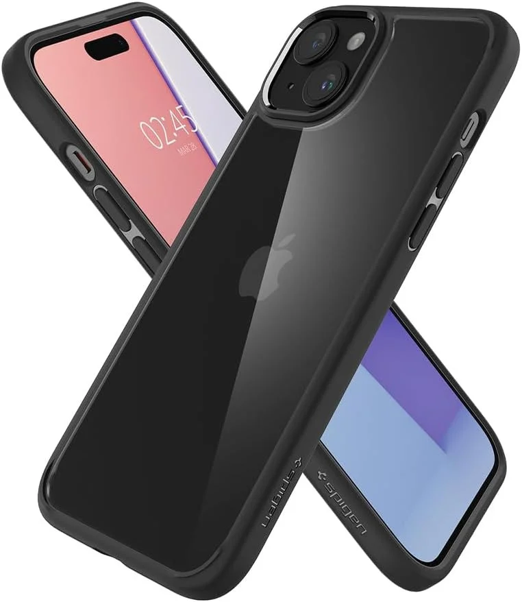 Spigen Crystal Hybrid Apple iPhone 15 Plus Hoesje Back Cover Transparant Zwart afbeelding 3