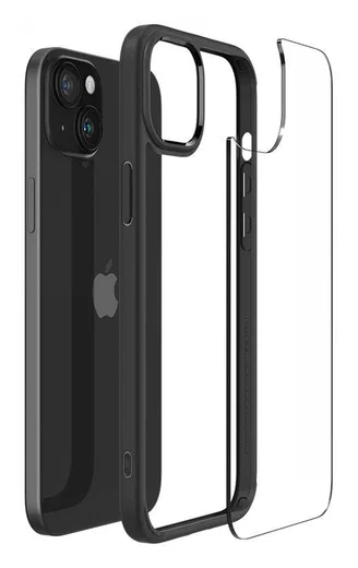 Spigen Crystal Hybrid Apple iPhone 15 Plus Hoesje Back Cover Transparant Zwart afbeelding 6