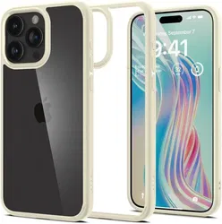 Spigen Crystal Hybrid iPhone 15 Pro Max Hoesje Back Cover Transparant Beige afbeelding