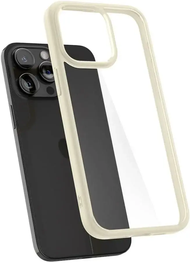 Spigen Crystal Hybrid iPhone 15 Pro Max Hoesje Back Cover Transparant Beige afbeelding 2