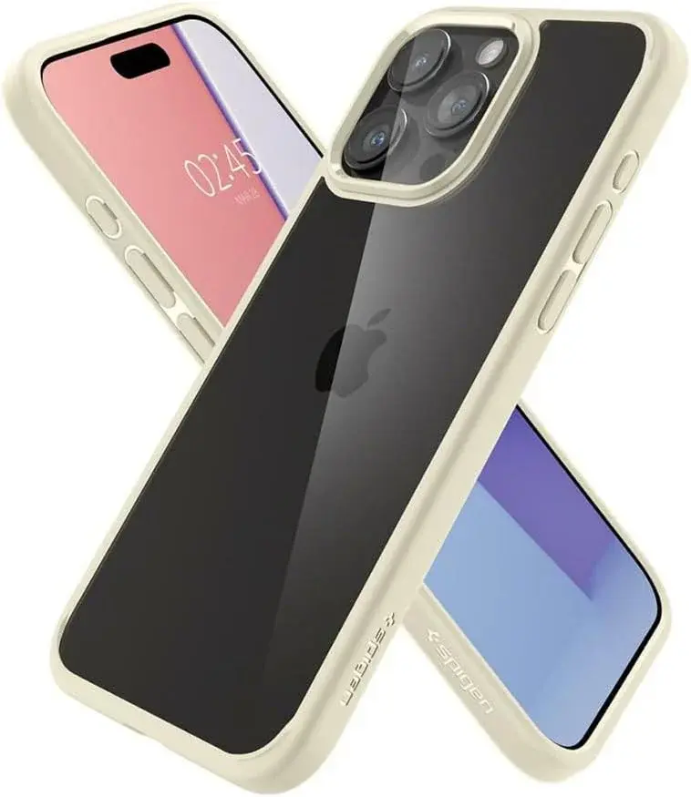 Spigen Crystal Hybrid iPhone 15 Pro Max Hoesje Back Cover Transparant Beige afbeelding 4