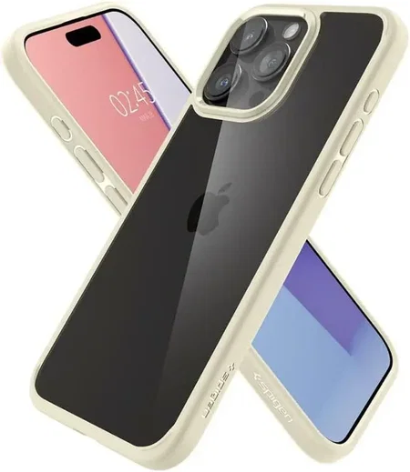Spigen Crystal Hybrid iPhone 15 Pro Max Hoesje Back Cover Transparant Beige afbeelding 4