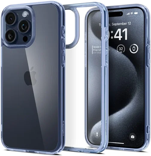 Spigen Ultra Hybrid Apple iPhone 15 Pro Max Hoesje Transparant Lichtblauw afbeelding 1