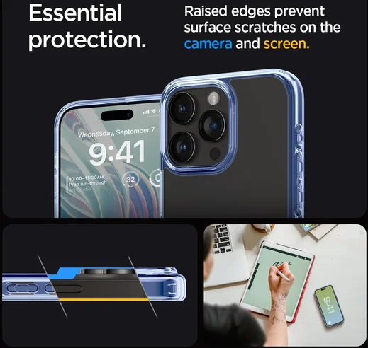 Spigen Ultra Hybrid Apple iPhone 15 Pro Max Hoesje Transparant Lichtblauw afbeelding 6